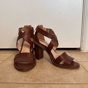 Tahari Brown leather strappy heels